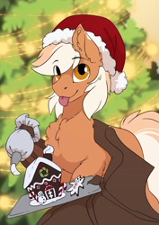 Size: 2480x3508 | Tagged: safe, artist:arctic-fox, oc, oc only, bat pony, pony, bat pony oc, bat wings, christmas, gingerbread house, high res, holiday, solo, wings