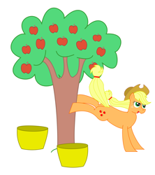 Size: 1600x1800 | Tagged: safe, artist:nate5700, applejack, earth pony, pony, g4, apple, applebucking, applebutt, butt, food, plot, simple background, solo, tree, white background
