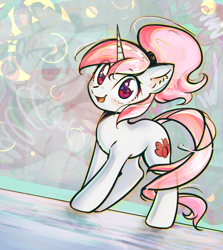Size: 3034x3395 | Tagged: safe, artist:mirroredsea, oc, oc only, oc:candy blossom, pony, unicorn, g4, cute, female, gift art, high res, looking at you, mare, ocbetes, smiling, solo, zoom layer