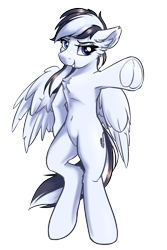 Size: 1200x1800 | Tagged: safe, artist:ravistdash, derpibooru exclusive, oc, oc:fmviper, pegasus, pony, 2021 community collab, derpibooru community collaboration, bipedal, looking at you, open mouth, simple background, smiling, smirk, standing, transparent background, underhoof, wings