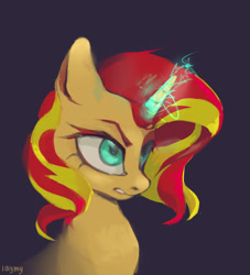 Size: 1280x1410 | Tagged: safe, artist:laymy, sunset shimmer, pony, unicorn, g4, bust, magic, portrait, solo