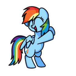 Size: 500x500 | Tagged: safe, artist:sugar morning, derpibooru exclusive, rainbow dash, pegasus, pony, adorkable, animated, bipedal, cute, dancing, dashabetes, dork, eyes closed, female, frame by frame, gif, mare, simple background, solo, transparent background, weapons-grade cute