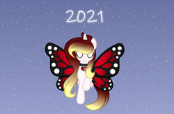 Size: 2000x1300 | Tagged: safe, artist:darbypop1, oc, oc only, oc:destiny blood, pony, unicorn, 2021, female, glimmer wings, mare, solo, wings