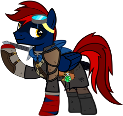 Size: 4945x4696 | Tagged: safe, artist:tales-fables, oc, oc only, oc:tomcat, pegasus, pony, absurd resolution, goggles, male, simple background, solo, stallion, sword, transparent background, weapon
