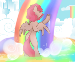 Size: 6000x5000 | Tagged: safe, artist:laymy, oc, oc only, pegasus, pony, absurd resolution, cloud, liquid rainbow, not pinkie pie, rainbow waterfall, solo