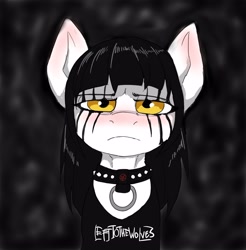 Size: 3638x3695 | Tagged: safe, artist:neoncel, oc, oc only, oc:sindra, earth pony, pony, band shirt, black metal, collar, corpse paint, high res, solo, spiked collar