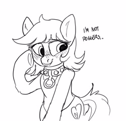 Size: 3871x3695 | Tagged: safe, artist:neoncel, oc, oc only, oc:sindra, earth pony, pony, black and white, collar, collar ring, grayscale, high res, monochrome, poggers, solo, spiked collar