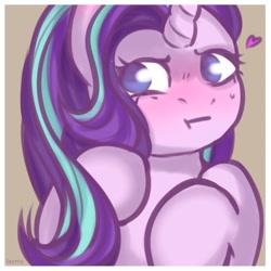 Size: 1280x1280 | Tagged: safe, artist:laymy, starlight glimmer, pony, unicorn, g4, :t, bust, colored pupils, female, floating heart, heart, mare, solo