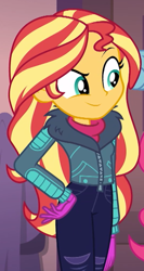 Size: 536x1010 | Tagged: safe, screencap, sunset shimmer, equestria girls, equestria girls specials, g4, my little pony equestria girls: better together, my little pony equestria girls: holidays unwrapped, saving pinkie's pie, cropped, solo focus
