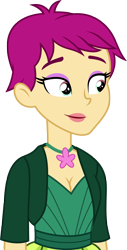 Size: 2000x3948 | Tagged: safe, alternate version, artist:luckreza8, grassy knoll (g4), equestria girls, equestria girls series, g4, twilight under the stars, spoiler:eqg series (season 2), breasts, cleavage, clothes, female, happy, high res, jewelry, necklace, simple background, solo, transparent background, vector