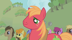Size: 1920x1080 | Tagged: safe, screencap, berry punch, berryshine, big macintosh, carrot top, coco crusoe, daisy, doctor whooves, flower wishes, golden harvest, sea swirl, seafoam, time turner, earth pony, pony, g4, winter wrap up, female, male, mare, stallion