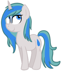 Size: 745x870 | Tagged: safe, artist:technoponywardrobe, oc, oc only, oc:charity seashell, pony, unicorn, 2021 community collab, derpibooru community collaboration, blue eyes, eyeshadow, female, horn, looking up, makeup, mare, paint tool sai, simple background, solo, transparent background, unicorn oc, water droplet