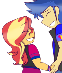Size: 612x720 | Tagged: source needed, safe, artist:eveart13, flash sentry, sunset shimmer, equestria girls, g4, commission, female, implied bisexual, male, ship:flashimmer, shipping, straight
