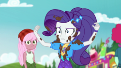 Size: 1920x1080 | Tagged: safe, screencap, oxford brush, rarity, raspberry lilac, equestria girls, g4, lost and pound, lost and pound: rarity, my little pony equestria girls: better together, background human, female, food truck, male, outdoors