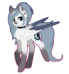 Size: 2352x2549 | Tagged: safe, artist:riariirii2, oc, oc only, pegasus, pony, choker, coat markings, high res, pegasus oc, simple background, socks (coat markings), solo, transparent background, two toned wings, wings