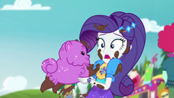 Size: 1920x1080 | Tagged: safe, screencap, oxford brush, princess thunder guts, rarity, wallflower blush, dog, equestria girls, g4, lost and pound, my little pony equestria girls: better together, female, mud, muddy