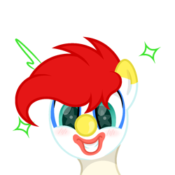 Size: 1200x1200 | Tagged: safe, artist:ponkus, oc, oc only, oc:jester jokes, earth pony, pony, blushing, bust, clown, clown makeup, clown nose, cute, male, portrait, red nose, simple background, solo, stallion, starry eyes, transparent background, wingding eyes