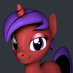 Size: 720x720 | Tagged: safe, artist:oc1024, oc, oc only, oc:rose nucleus, pony, unicorn, 3d, animated, gif, gray background, one eye closed, simple background, source filmmaker, wink