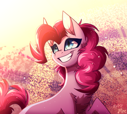 Size: 3000x2700 | Tagged: safe, artist:celes-969, pinkie pie, earth pony, pony, g4, chest fluff, ear fluff, female, high res, mare, smiling, solo