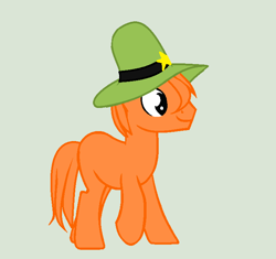 Size: 722x679 | Tagged: safe, artist:moonlight136866draws, pony, blank flank, crossover, hat, orange fur, orange mane, ponified, simple background, solo, wander (wander over yonder), wander over yonder