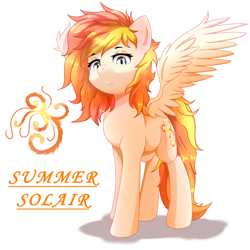 Size: 2000x2000 | Tagged: safe, artist:nihithebrony, oc, oc only, oc:summer solair, pegasus, pony, female, food, high res, lidded eyes, looking at you, mare, orange, original art, original character do not steal, pegasus oc, simple background, solo, stern, summer, wings