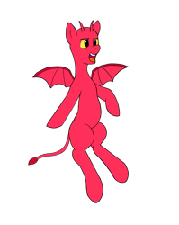 Size: 1191x1494 | Tagged: safe, artist:alviniscute, oc, oc only, oc:demon steel, demon, demon pony, original species, bat wings, evil laugh, furless, laughing, simple background, smug, solo, transparent background, wings