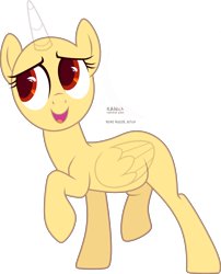 Size: 2289x2826 | Tagged: safe, artist:teepew, oc, oc only, alicorn, pony, alicorn oc, bald, base, eyelashes, female, high res, horn, looking up, mare, open mouth, raised hoof, signature, simple background, smiling, solo, transparent background, wings