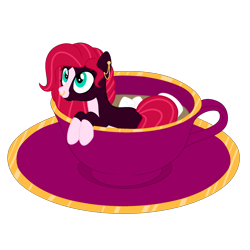 Size: 1700x1700 | Tagged: safe, artist:katelynleeann42, oc, oc only, oc:painted lilly, earth pony, pony, cup, cup of pony, food, marshmallow, micro, nonbinary, simple background, solo, transparent background