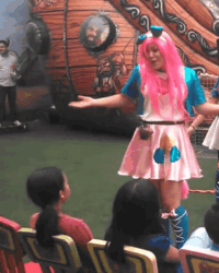 Size: 306x382 | Tagged: safe, pinkie pie, rainbow dash, twilight sparkle, human, equestria girls, g4, my little pony & equestria girls el show en vivo, animated, boots, clothes, dancing, gif, irl, irl human, live action, panty shot, photo, pink underwear, shoes, skirt, turning, upskirt, you know for kids