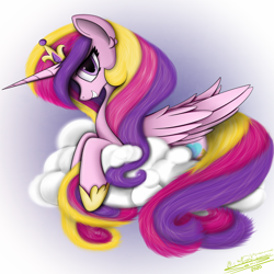 Size: 4000x4000 | Tagged: safe, artist:ser-p, princess cadance, alicorn, pony, g4, absurd resolution, cloud, cute, female, looking at you, mare, smiling, smiling at you, solo