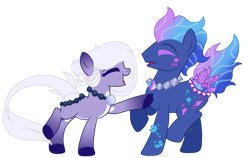Size: 1024x646 | Tagged: safe, artist:pure-blue-heart, oc, oc only, oc:cavern light, oc:juniper, original species, pond pony, closed species, couple, female, male, simple background, transparent background