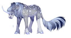 Size: 2800x1500 | Tagged: safe, artist:uunicornicc, oc, oc only, classical unicorn, pony, unicorn, cloven hooves, crystal horn, horn, leonine tail, simple background, solo, unshorn fetlocks, white background