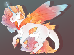 Size: 2000x1500 | Tagged: safe, artist:seffiron, oc, oc only, oc:abyssal glow, pony, interspecies offspring, magical lesbian spawn, offspring, parent:daybreaker, parent:queen novo, solo