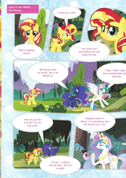 Size: 826x1169 | Tagged: safe, princess celestia, princess luna, sunset shimmer, alicorn, pony, unicorn, g4, comic, friendship cake, magazine, magazine scan