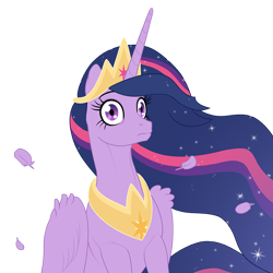 Size: 1000x1000 | Tagged: safe, artist:arareroll, twilight sparkle, alicorn, pony, g4, the last problem, crown, feather, jewelry, molting, older, older twilight, older twilight sparkle (alicorn), peytral, princess twilight 2.0, regalia, shocked, simple background, solo, transparent background, twilight sparkle (alicorn)