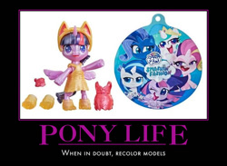 Size: 608x444 | Tagged: safe, princess cadance, princess celestia, princess luna, shining armor, twilight sparkle, alicorn, pony, g4, g4.5, my little pony: pony life, drama, figurine, g4 to g4.5, motivational poster, op failed at starting shit, op is a duck, op is trying to start shit, op is trying too hard, op isn't even trying anymore, pony life drama, toy, twilight sparkle (alicorn)
