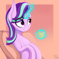 Size: 3000x3000 | Tagged: safe, artist:stravy_vox, starlight glimmer, pony, unicorn, g4, cup, female, glowing horn, high res, horn, magic, mare, solo, teacup, telekinesis