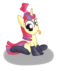 Size: 1105x1356 | Tagged: safe, artist:mr-degration, moondancer, pony, unicorn, g4, clothes, female, silly, silly pony, simple background, sitting, socks, solo, tongue out, transparent background