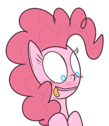 Size: 536x616 | Tagged: safe, artist:mr-degration, pinkie pie, earth pony, pony, g4, blushing, female, simple background, solo, sweat, tongue out, transparent background