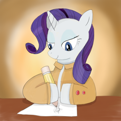 Size: 800x800 | Tagged: safe, artist:addelum, rarity, pony, unicorn, g4, dexterous hooves, drawing, female, pencil, solo