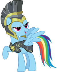 Size: 3000x3775 | Tagged: safe, artist:cloudy glow, commander hurricane, rainbow dash, pony, g4, hearth's warming eve (episode), .ai available, armor, high res, lidded eyes, royal guard armor, simple background, solo, transparent background, vector