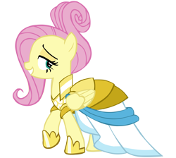 Size: 8700x7800 | Tagged: safe, artist:laszlvfx, fluttershy, pegasus, pony, fake it 'til you make it, g4, absurd resolution, clothes, dress, female, mare, simple background, solo, transparent background, vector, warrior of inner strength, warriorshy