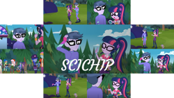 Size: 1280x721 | Tagged: safe, edit, edited screencap, editor:quoterific, screencap, micro chips, sci-twi, twilight sparkle, equestria girls, g4, my little pony equestria girls: better together, the road less scheduled, the road less scheduled: micro chips, collage, female, male, mc dex fx, microlight, shipping, straight