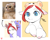 Size: 1000x805 | Tagged: safe, artist:sugarelement, oc, oc:madeline, oc:red cherry, cat, pony, unicorn, bear hat, ewe, hat, meme, meow