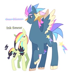 Size: 1024x1024 | Tagged: safe, artist:aztrial, oc, oc:ink smear, oc:star blister, pegasus, pony, ink, magical lesbian spawn, offspring, parent:fluttershy, parent:rainbow dash, parents:flutterdash, transgender