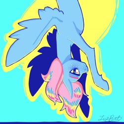 Size: 3152x3151 | Tagged: safe, artist:livzkat, oc, oc only, oc:dipper, pegasus, pony, bright, hanging, high res, sad, solo