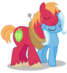 Size: 604x660 | Tagged: safe, artist:anarchemitis, big macintosh, trixie, earth pony, pony, unicorn, g4, cropped, duo, eyes closed, female, male, mare, shipping, simple background, stallion, straight, transparent background, trixmac, vector