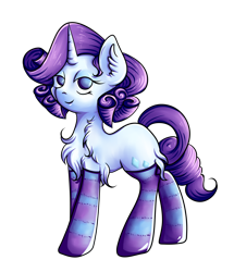 Size: 2378x2764 | Tagged: safe, artist:coco-drillo, rarity, pony, unicorn, g4, alternate hairstyle, bedroom eyes, chest fluff, clothes, ear fluff, high res, horn, kneesocks, simple background, socks, solo, stockings, striped socks, thigh highs, transparent background
