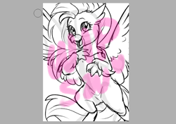 Size: 840x591 | Tagged: safe, artist:silentwolf-oficial, silverstream, classical hippogriff, hippogriff, g4, female, lineart, open mouth, smiling, solo, wip