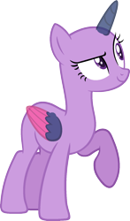 Size: 974x1652 | Tagged: safe, artist:pegasski, oc, oc only, alicorn, pony, g4, the beginning of the end, alicorn oc, bald, base, eyelashes, female, horn, looking up, mare, open mouth, raised hoof, simple background, smiling, solo, transparent background, transparent horn, transparent wings, two toned wings, wings